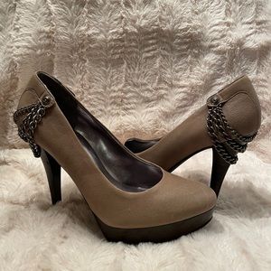 Taupe Guess Chain Stiletto Heels